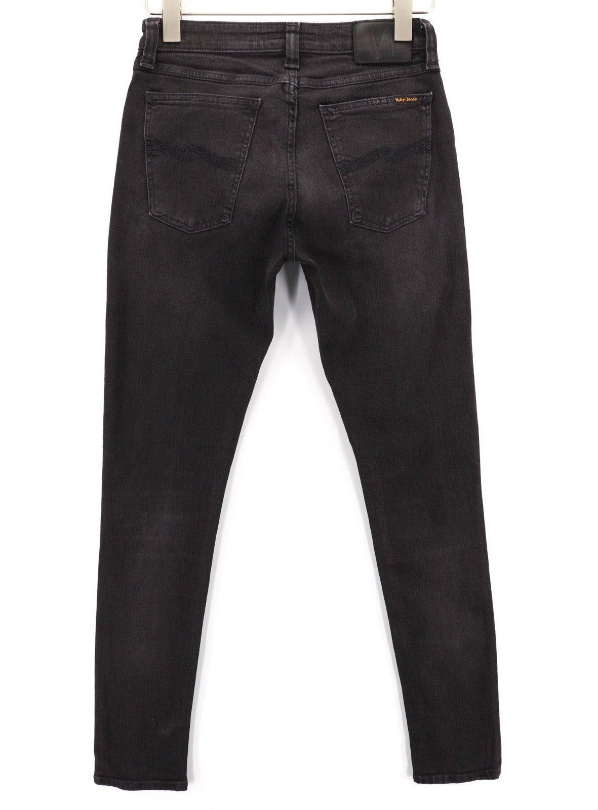 NUDIE JEANS Skinny Lin dėvėti juodi vyriški džinsai W29/L32 laisvalaikio tamprūs džinsai su užtrauktuku 