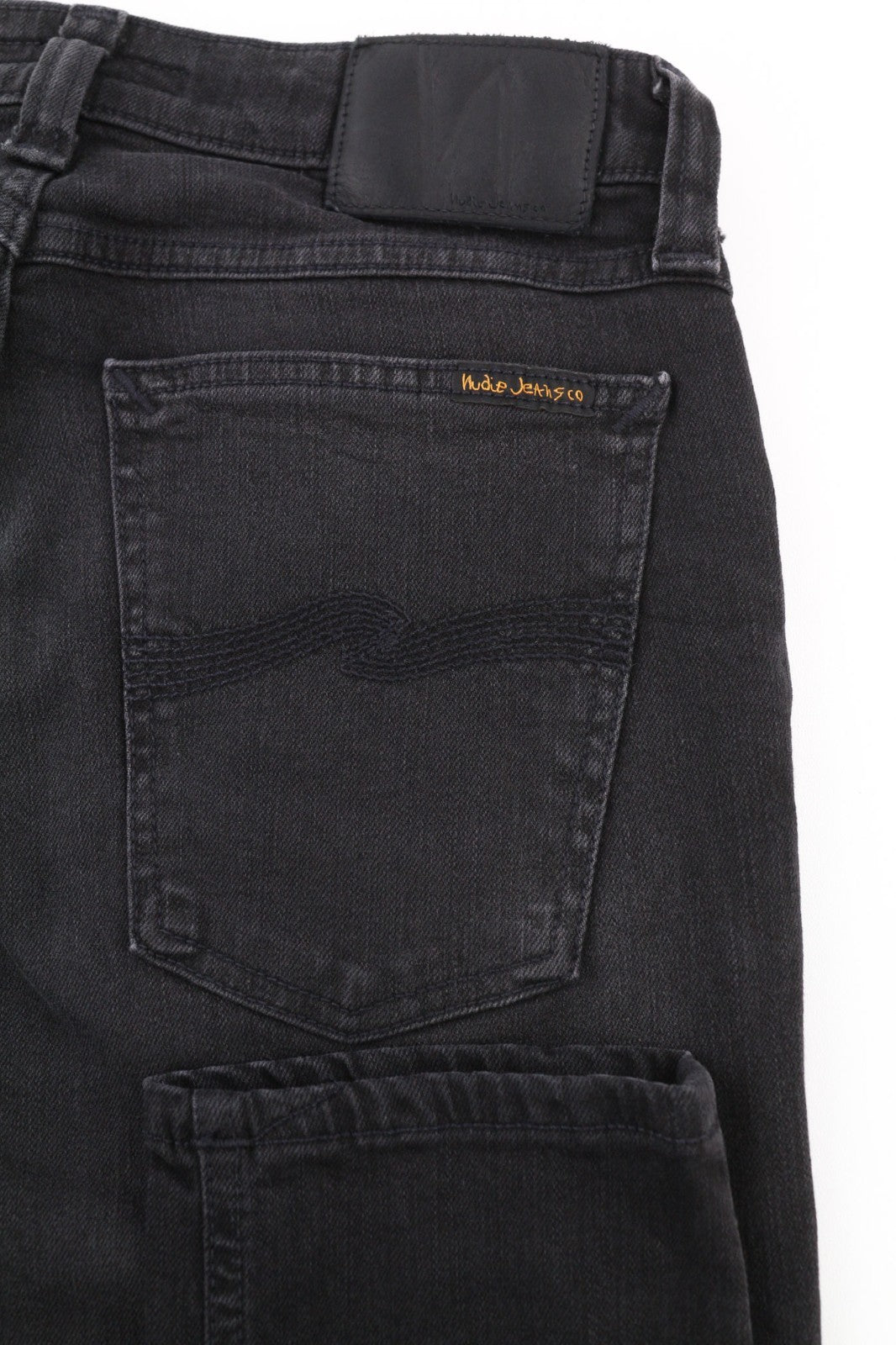 NUDIE JEANS Skinny Lin dėvėti juodi vyriški džinsai W29/L32 laisvalaikio tamprūs džinsai su užtrauktuku 