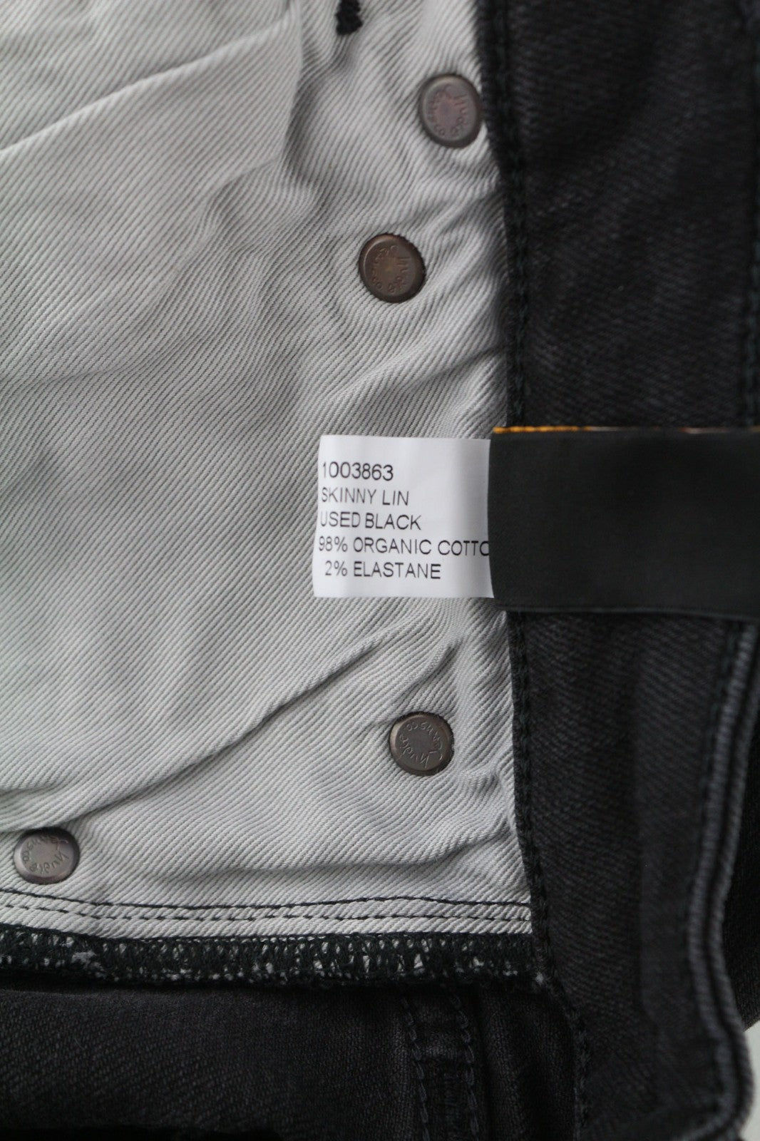 NUDIE JEANS Skinny Lin dėvėti juodi vyriški džinsai W29/L32 laisvalaikio tamprūs džinsai su užtrauktuku 