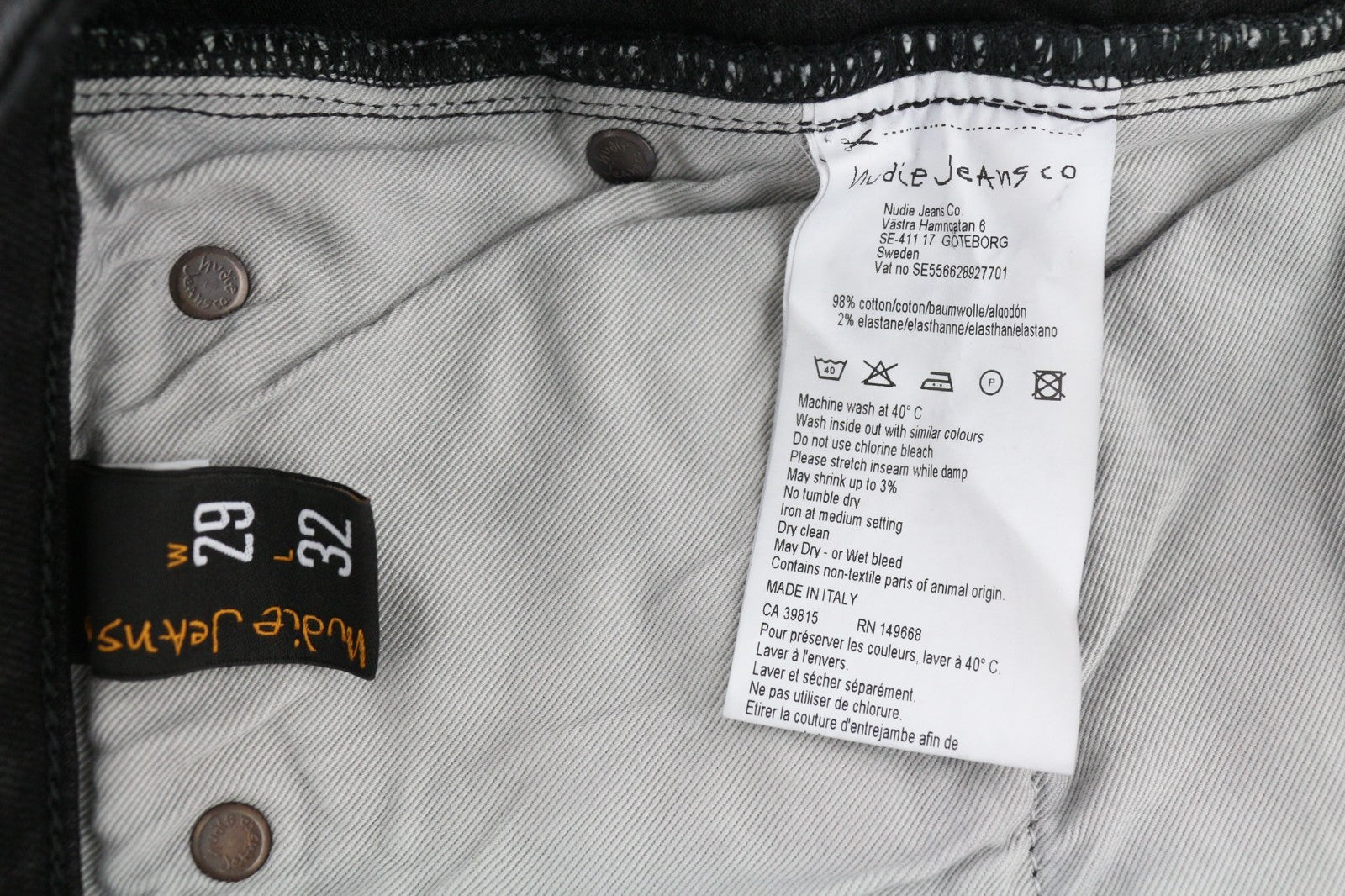 NUDIE JEANS Skinny Lin dėvėti juodi vyriški džinsai W29/L32 laisvalaikio tamprūs džinsai su užtrauktuku 