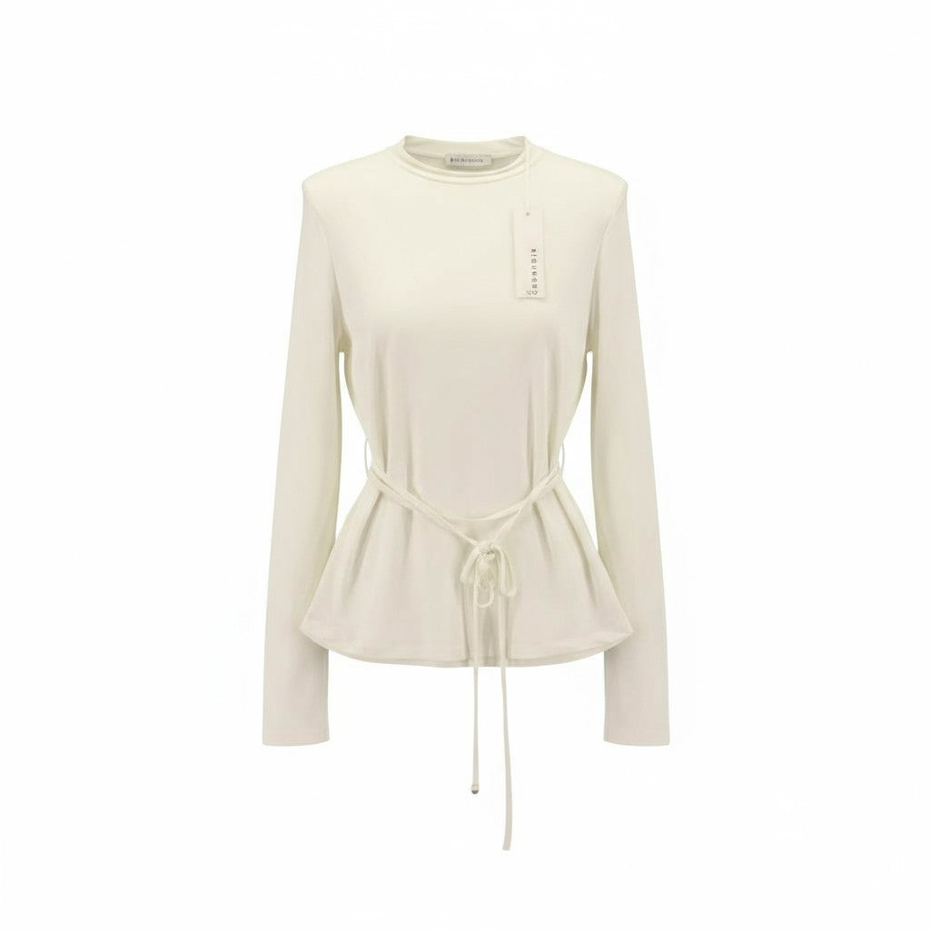 RICHMOND moteriška suknelė S balta ilgomis rankovėmis su imitaciniu iškirpte ir logotipu 