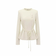 RICHMOND moteriška suknelė S balta ilgomis rankovėmis su imitaciniu iškirpte ir logotipu 