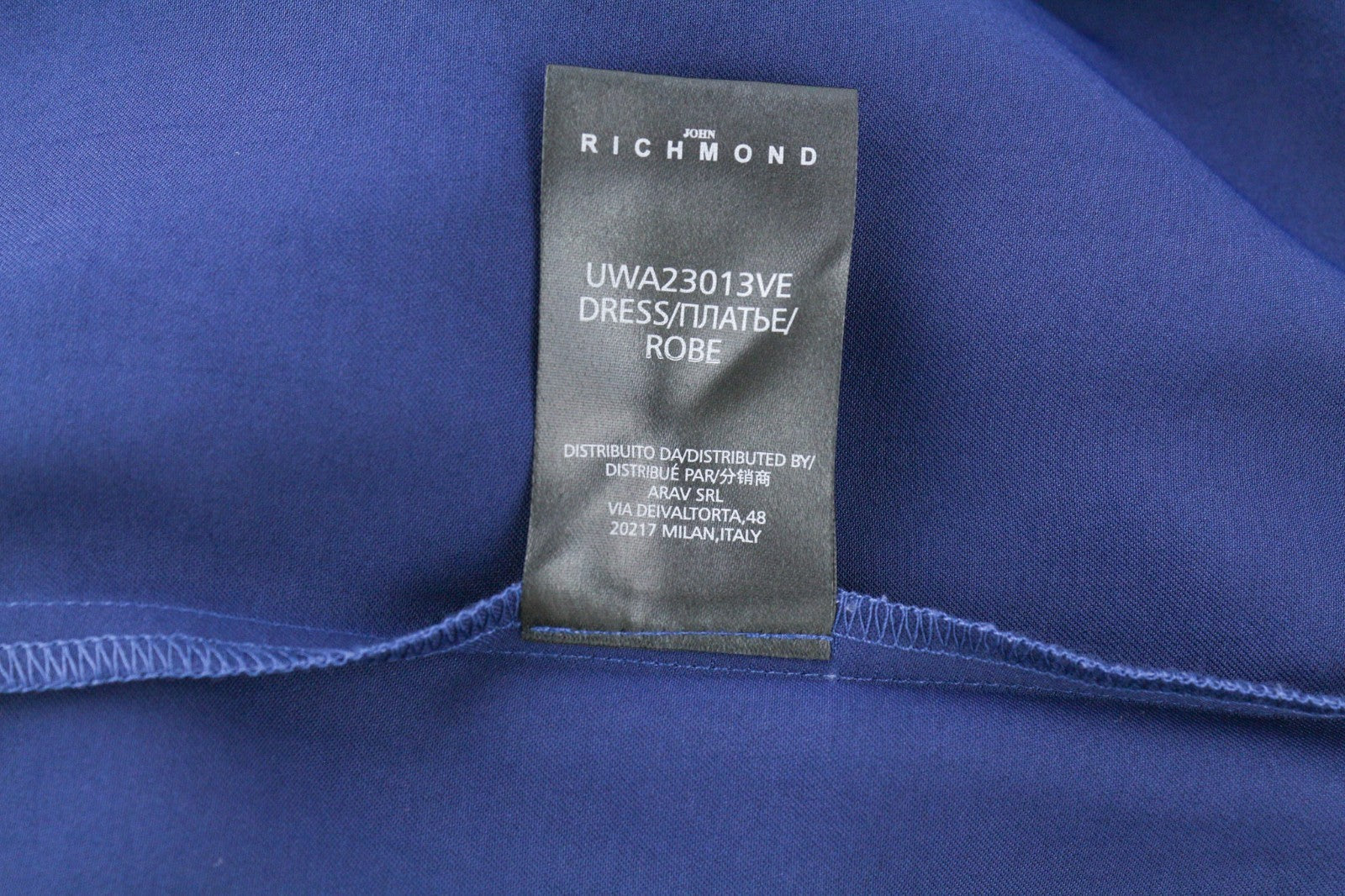 JOHN RICHMOND moteriška suknelė ~S mėlyna, tampriu juosmeniu, ilgomis rankovėmis, mini stiliaus 