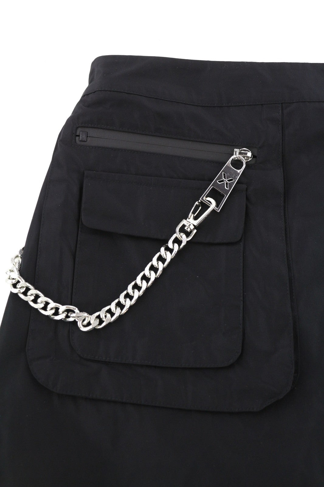 JOHN RICHMOND Women's Skirt ~S Black Short Chain Zip Pocket Logo