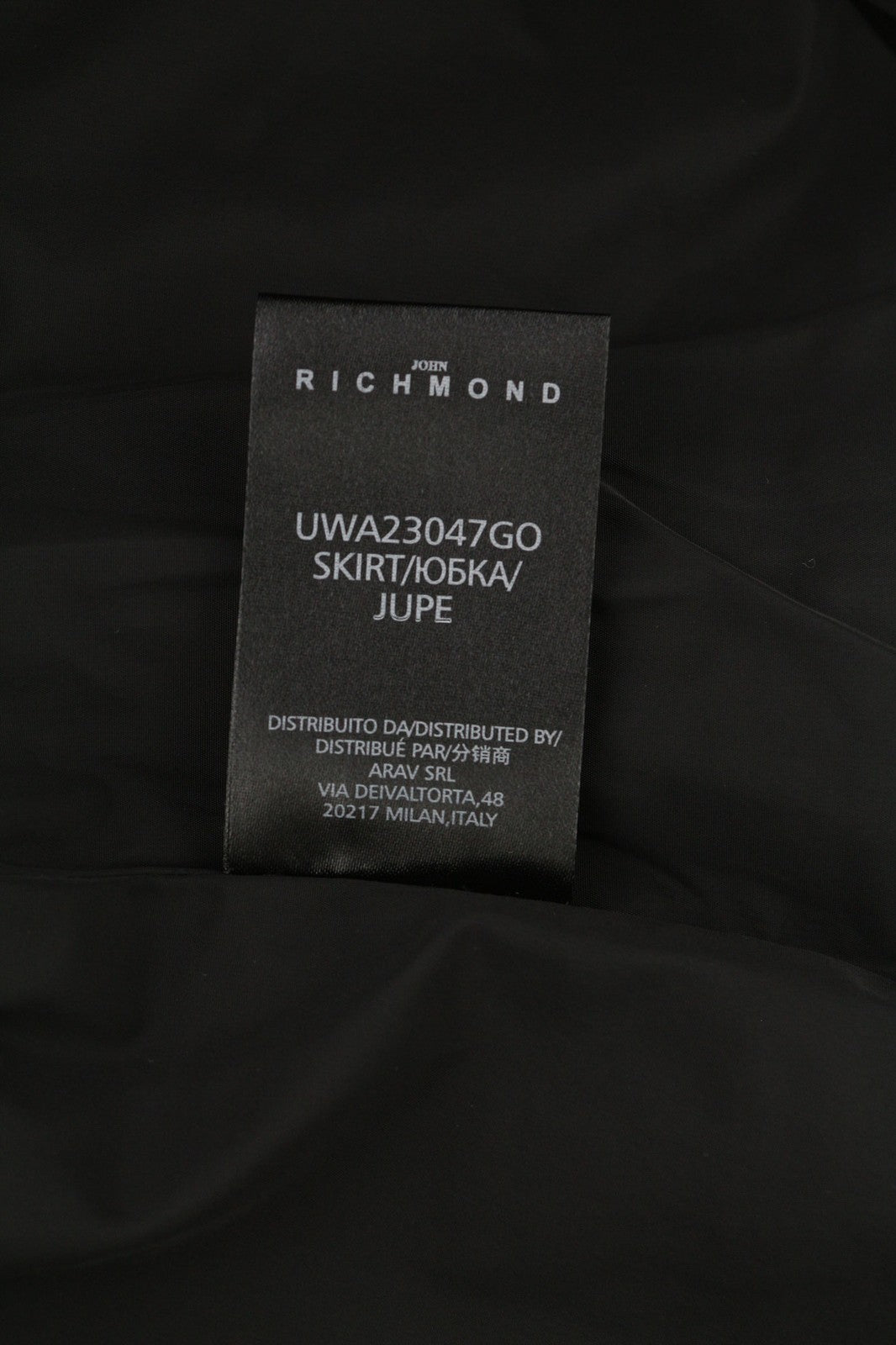 JOHN RICHMOND Women's Skirt ~S Black Short Chain Zip Pocket Logo