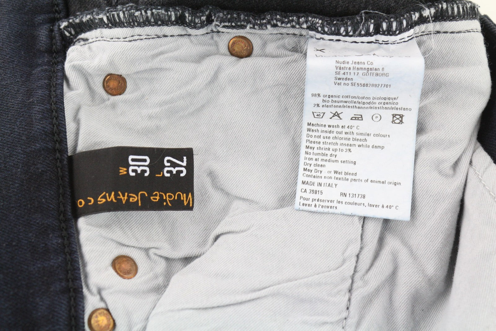 NUDIE JEANS Vyriški aptempti ilgi džinsai W30/L32 Slim Tamprūs Tamsiai Mėlyni 