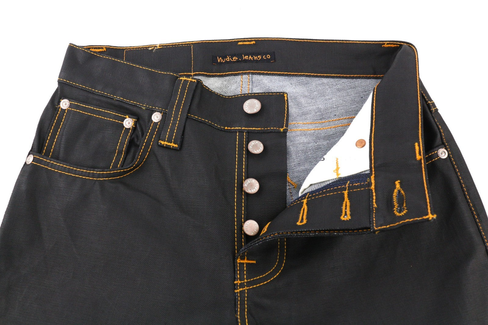 NUDIE JEANS Grim Tim vyriški džinsai W28/L32 Slim Fit tamsiai mėlyni su dengtu sluoksniu 