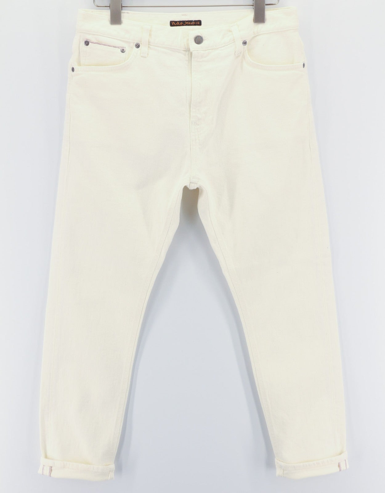 NUDIE JEANS Brute Knut vyriški džinsai W31/L28 Selvedge Anti-Fit Stretch Ecru 