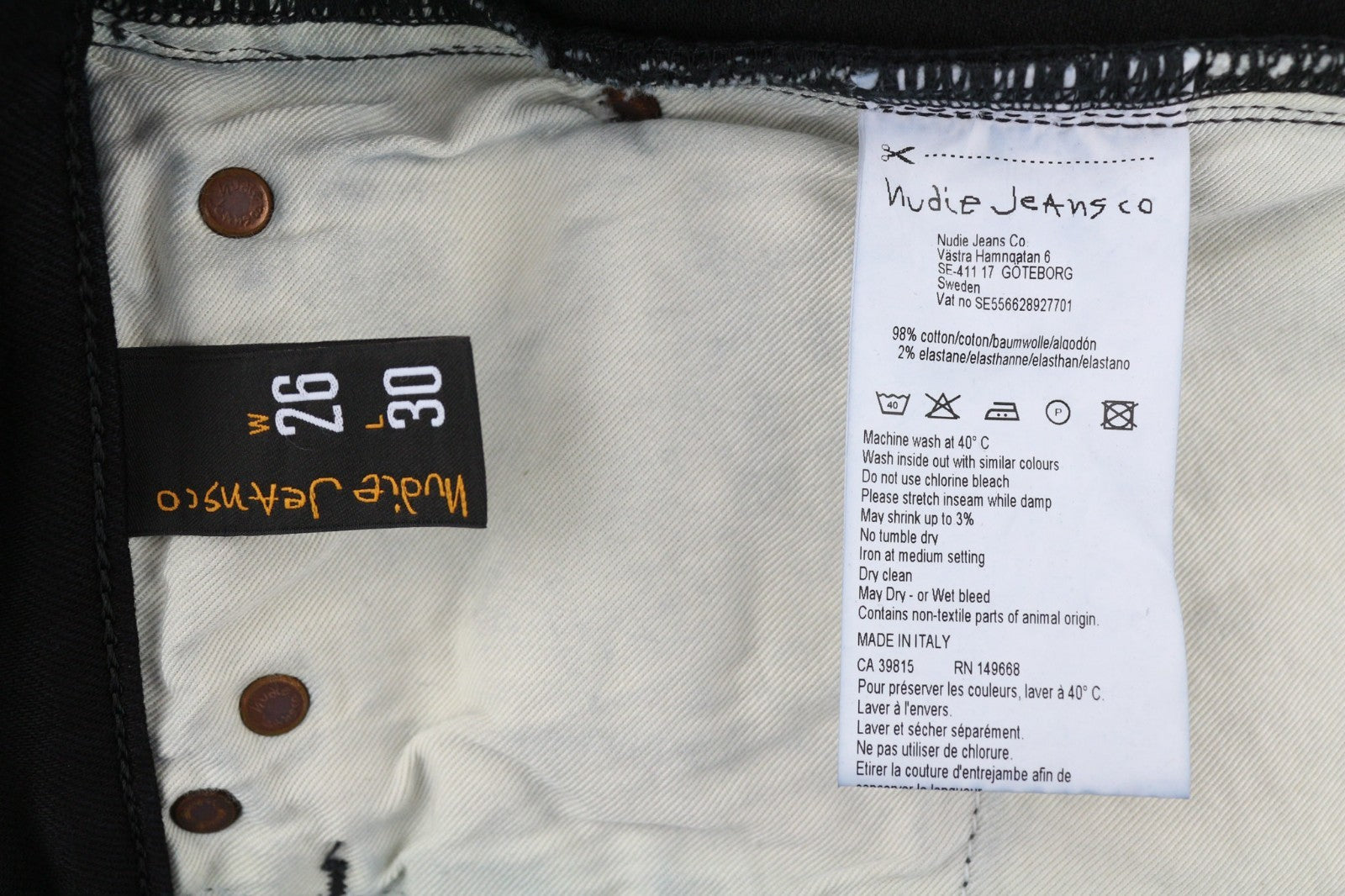 NUDIE JEANS Long John Women's Jeans W26/L30 Slim Stretch Black Casual