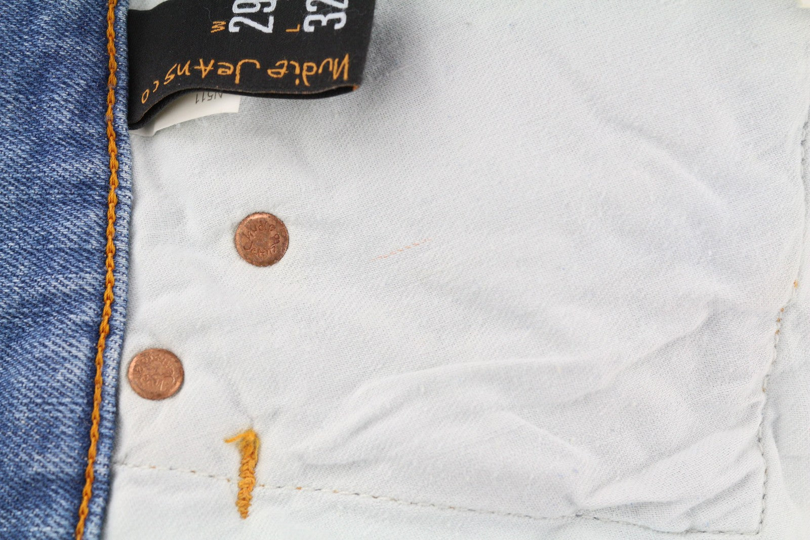 NUDIE JEANS Vyriški „High Kai“ džinsai W29/L32 Skinny Stretch, skalbtos mėlynos spalvos 