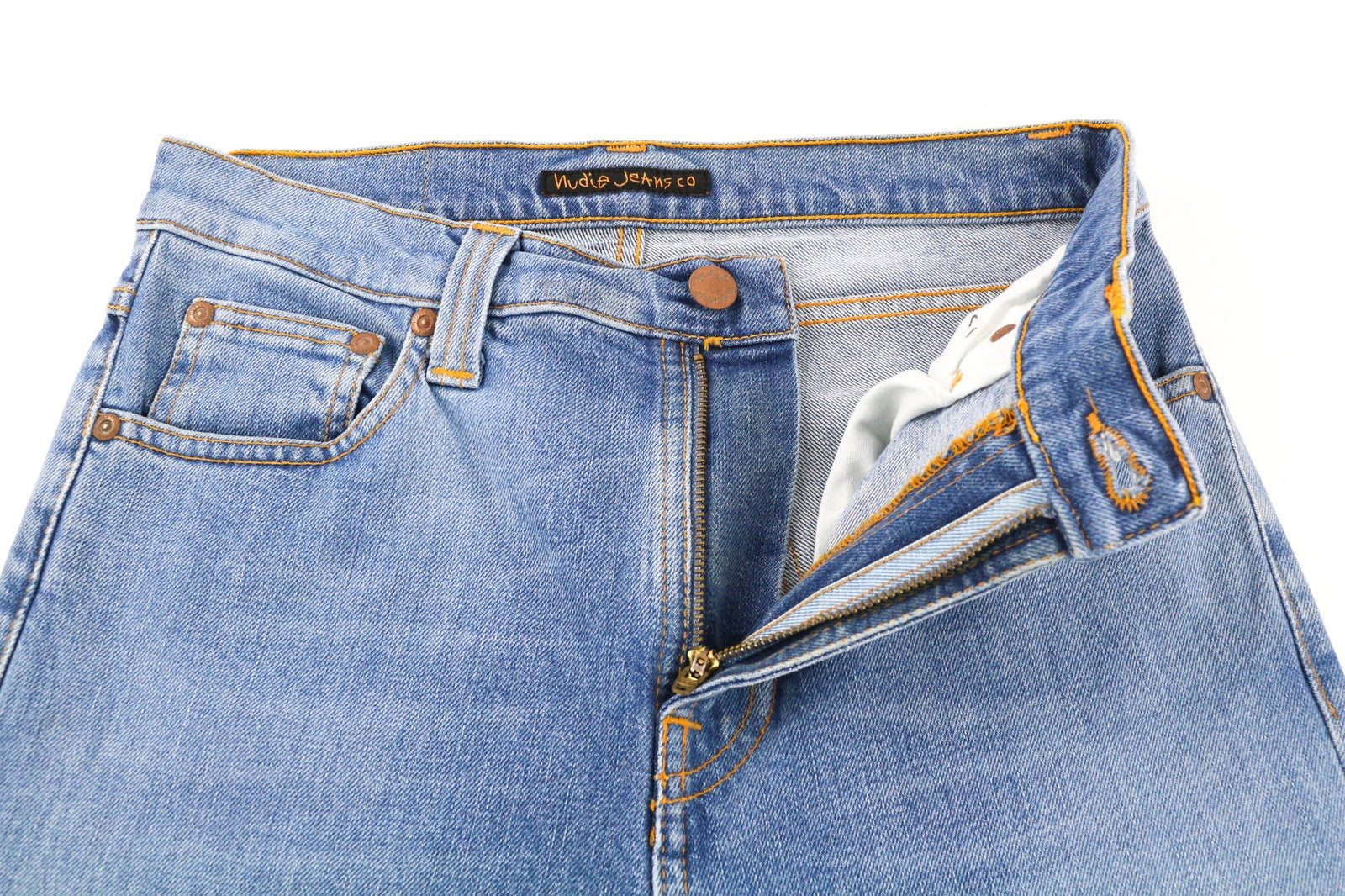 NUDIE JEANS Vyriški „High Kai“ džinsai W29/L32 Skinny Stretch, mėlyni, skalbinių spalvos 