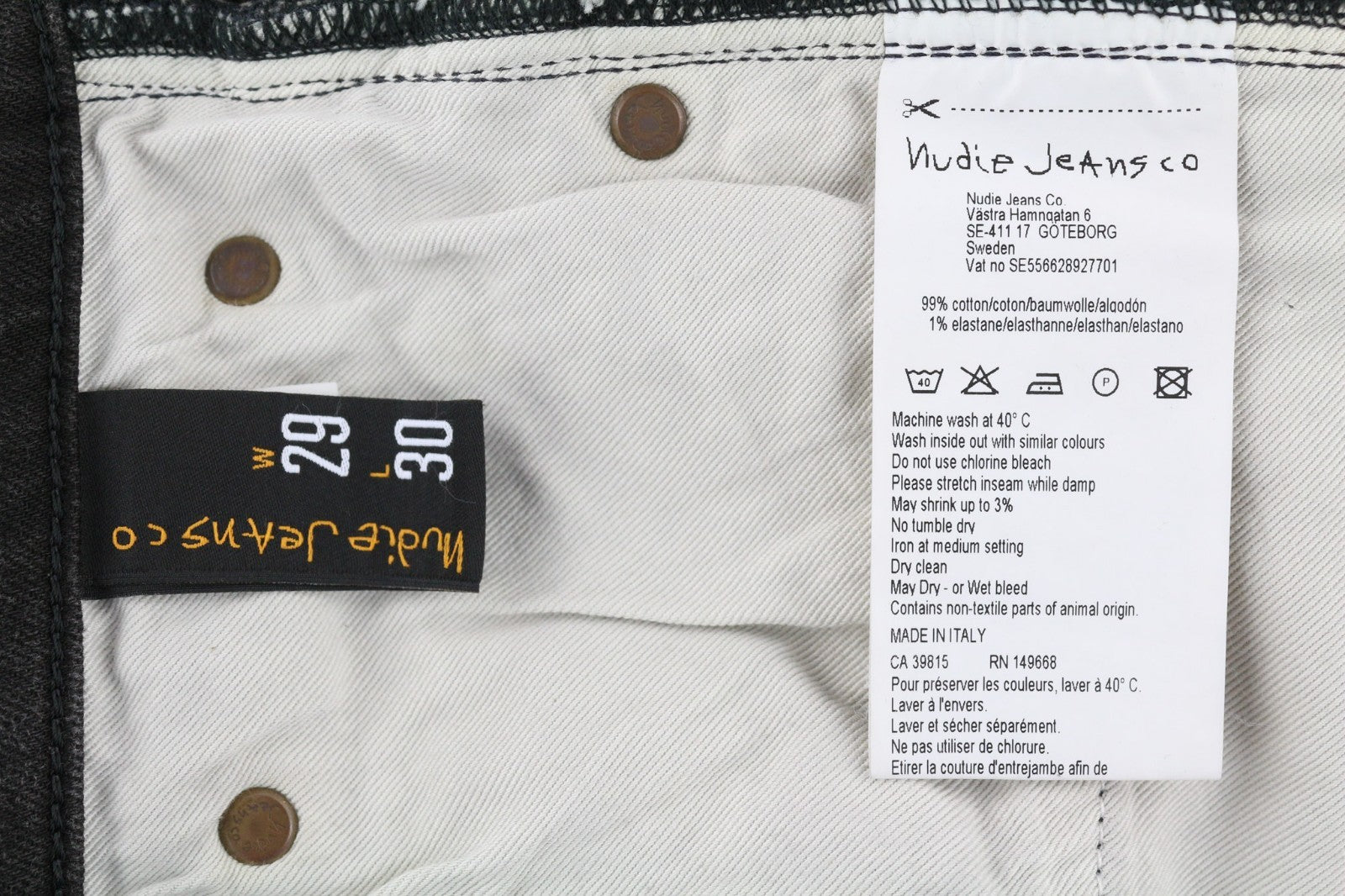 NUDIE JEANS Pipe Led Men's Jeans W29/L30 Skinny Stretch Grey Washed