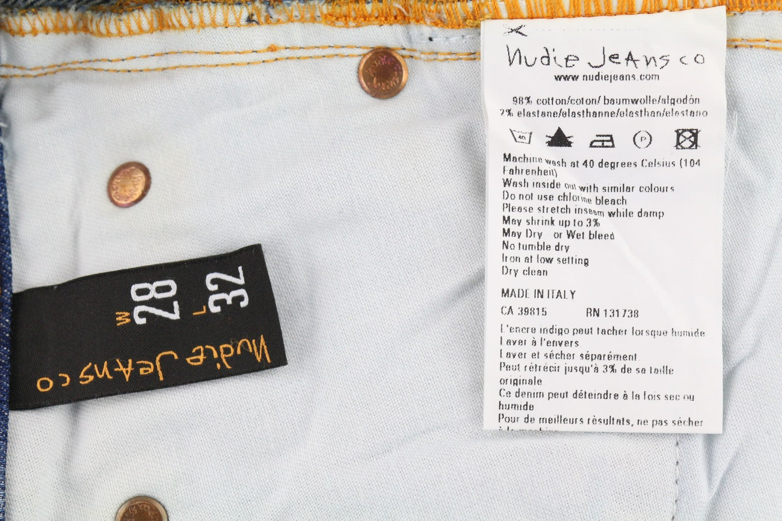 NUDIE JEANS Tube Kelly vyriški džinsai W28/L32 tamprūs, skalbtos mėlynos spalvos 