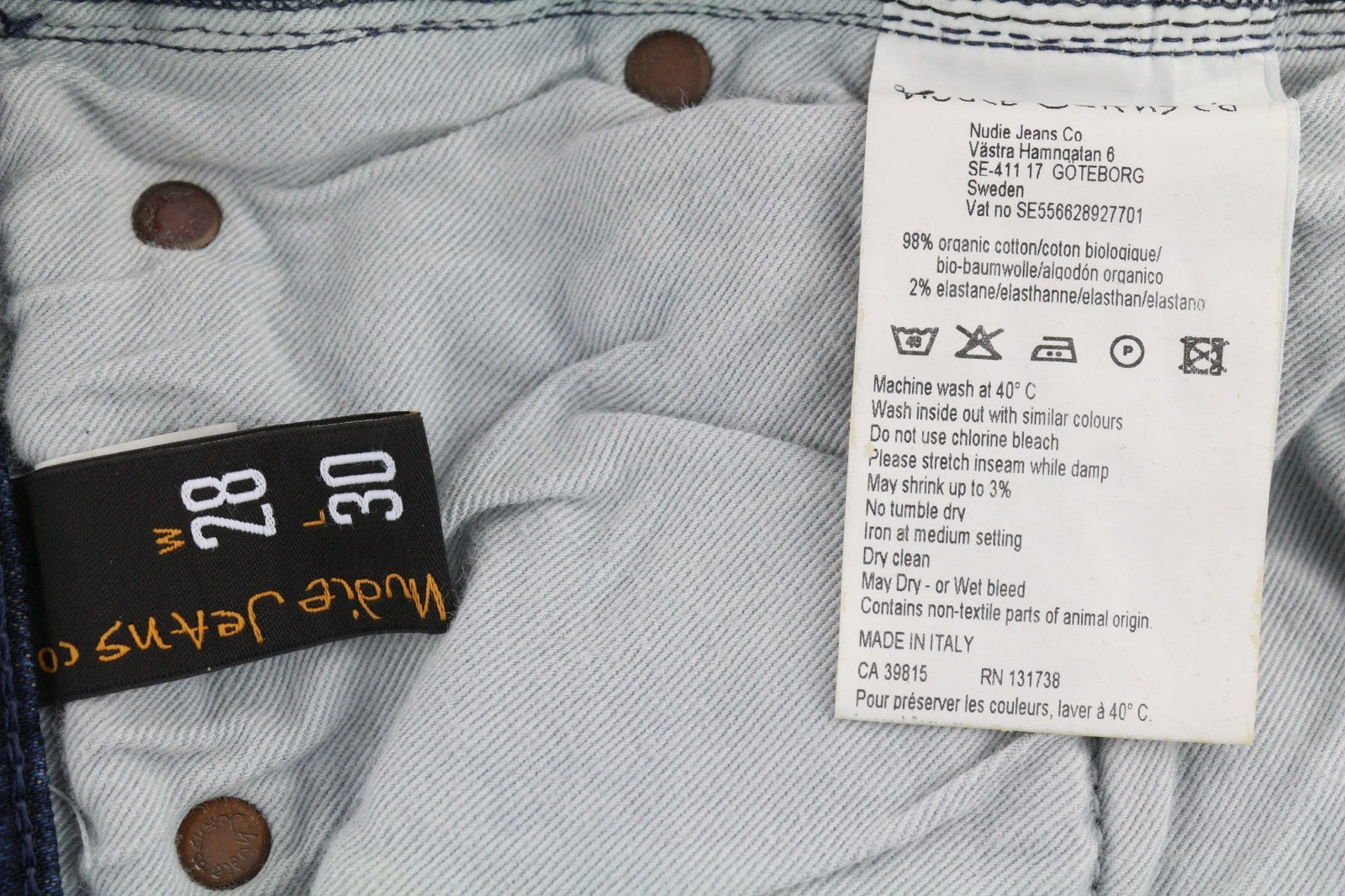 NUDIE JEANS Vyriški „High Kai“ džinsai W28/L30 Slim Stretch, skalbtos mėlynos spalvos 