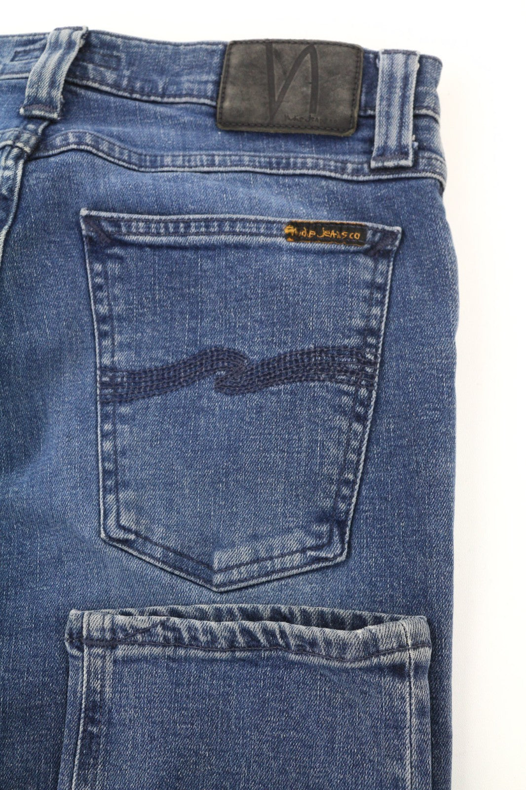 NUDIE JEANS Vyriški „High Kai“ džinsai W29/L30 Slim Stretch mėlyni, skalbti 