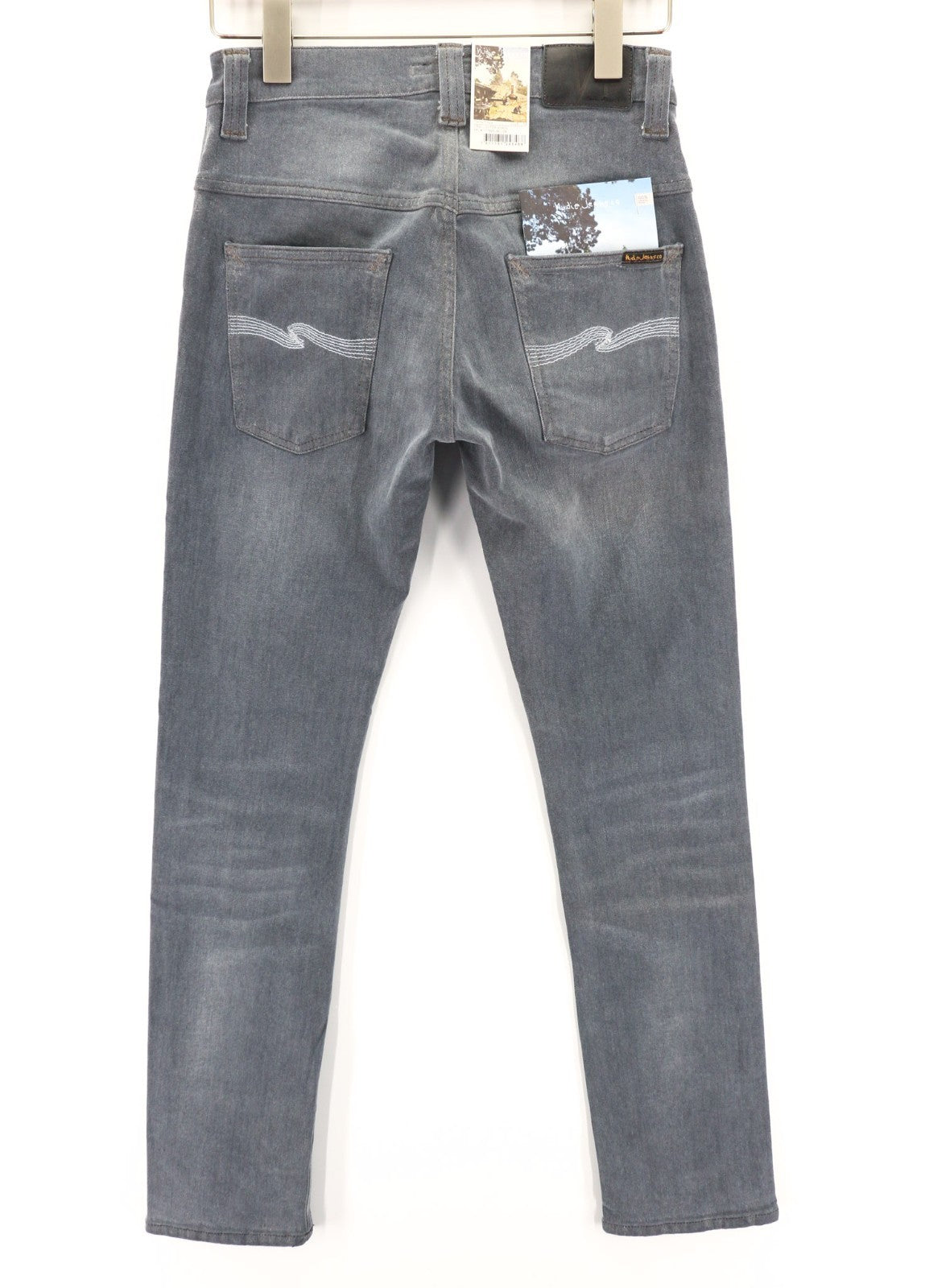 NUDIE JEANS Thin Finn vyriški džinsai W28/L32 Slim Stretch, skalbtos pilkos spalvos 