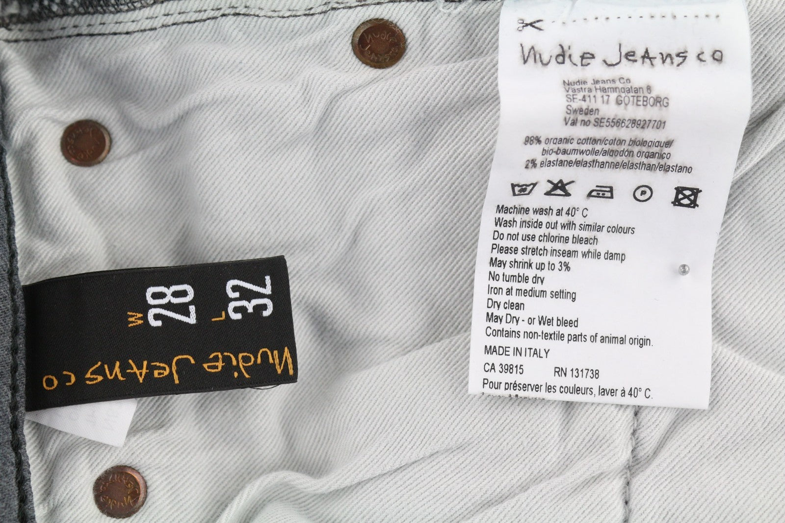 NUDIE JEANS Thin Finn vyriški džinsai W28/L32 Slim Stretch pilki skalbinių spalvos 