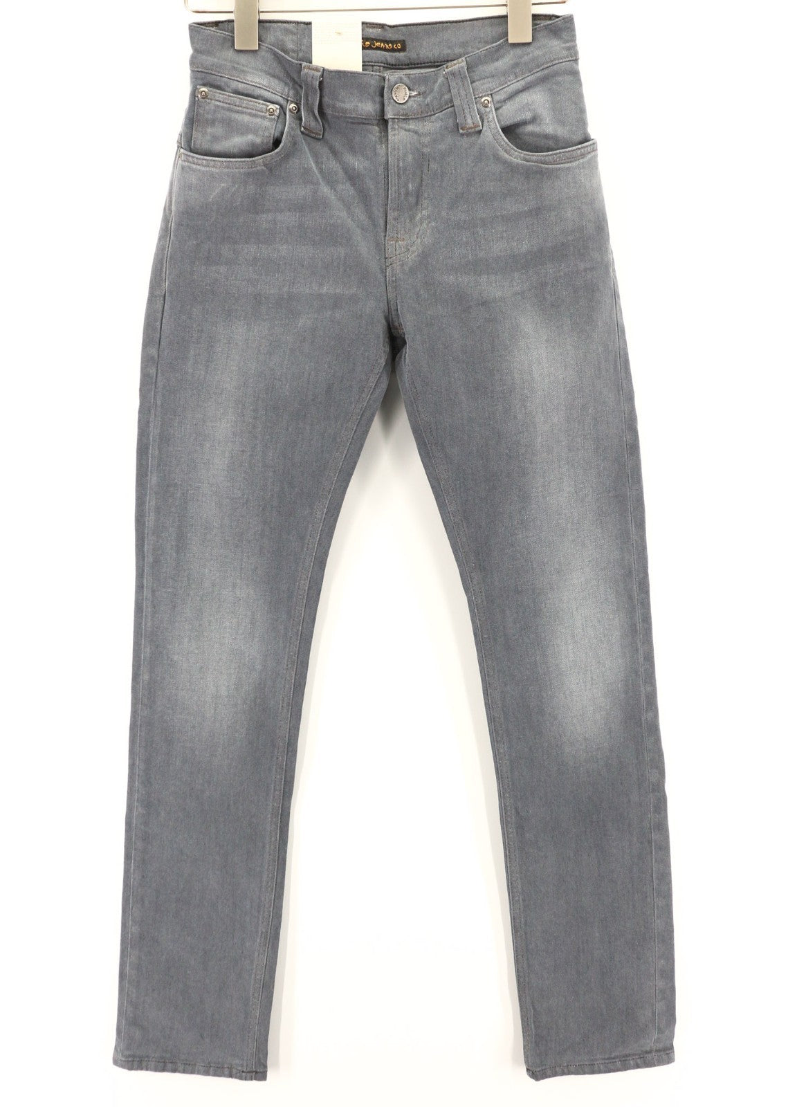 NUDIE JEANS Thin Finn vyriški džinsai W28/L32 Slim pilki tamprūs laisvalaikio stiliaus 