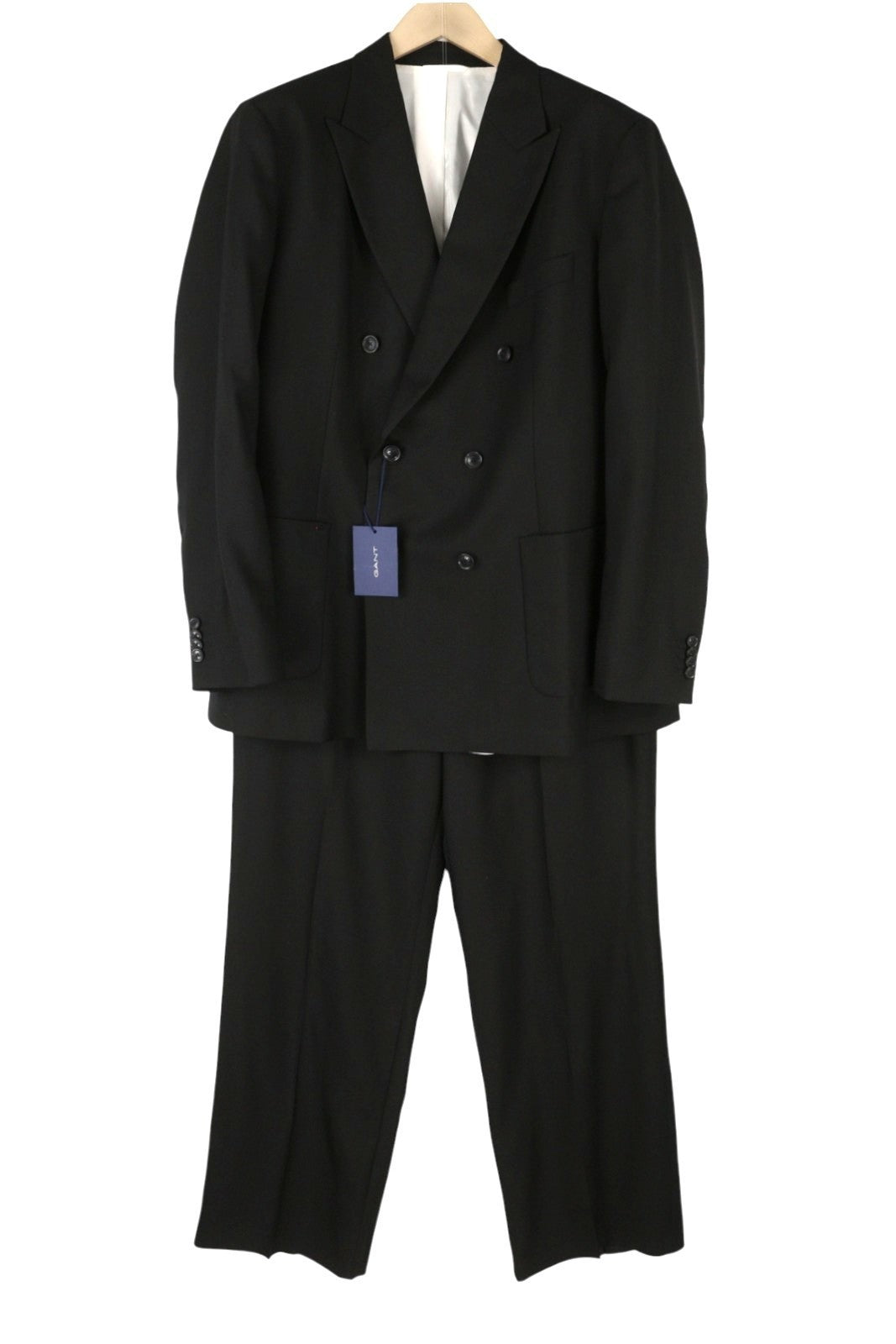 GANT DB vasarinis vyriškas kostiumas EU54 juodas vilnonis dvieilis smailus atvartas, 2 dalių 