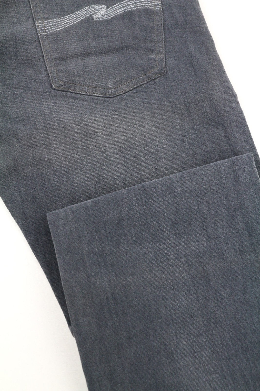 NUDIE JEANS ploni vyriški Finn džinsai W31/L32 Slim šviesesnės pilkos medvilnės tamprės 