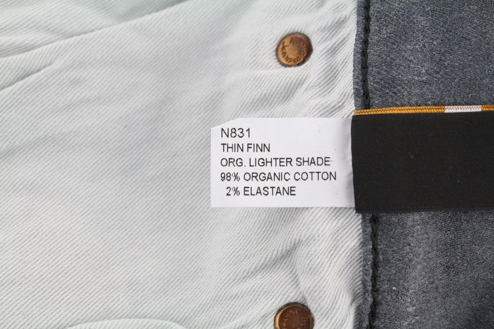 NUDIE JEANS ploni vyriški Finn džinsai W31/L32 Slim šviesesnės pilkos medvilnės tamprės 