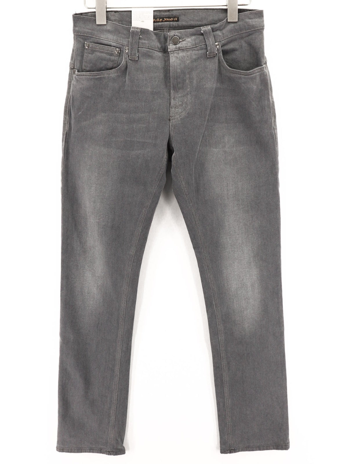 NUDIE JEANS ploni vyriški Finn džinsai W31/L32 ploni pilki medvilniniai blukinti džinsai su 5 kišenėmis 