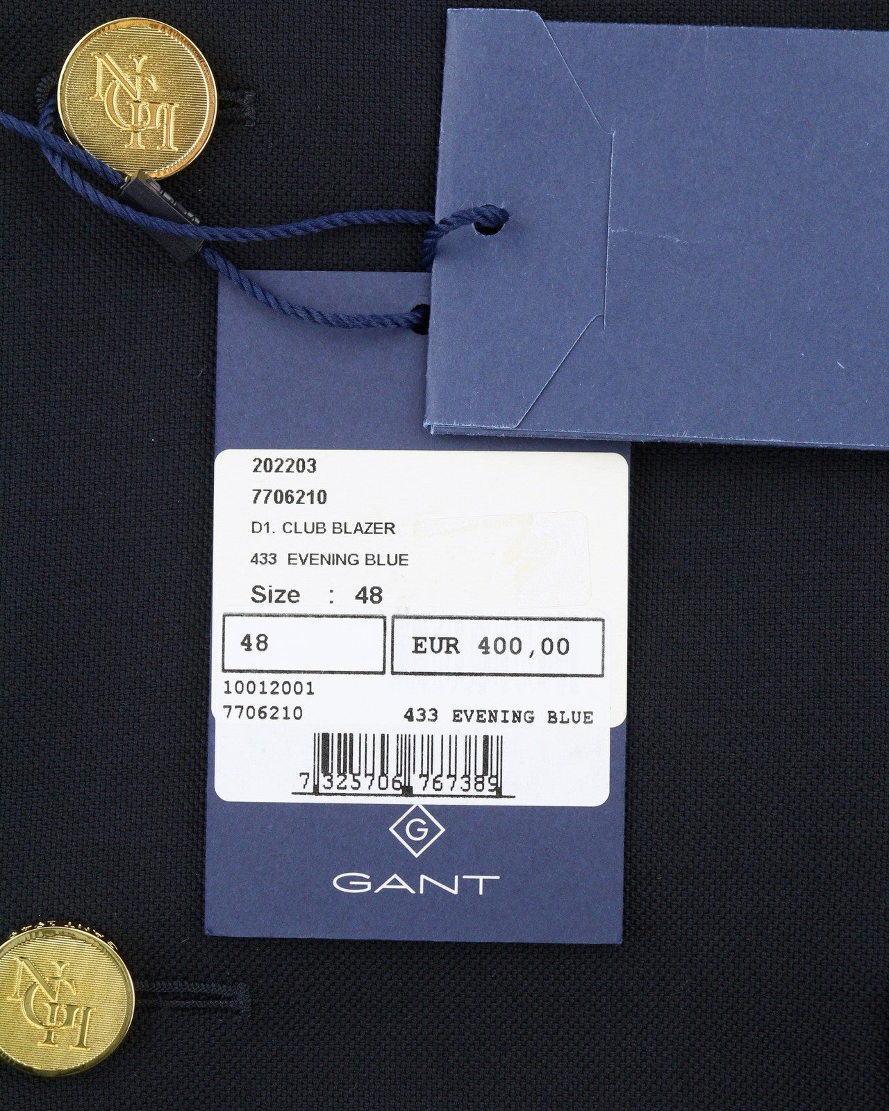 GANT Club vyriškas švarkas, EU48, vakaro mėlynumo, vilnos mišinio, vienaeilis, su įpjova, RRP400 