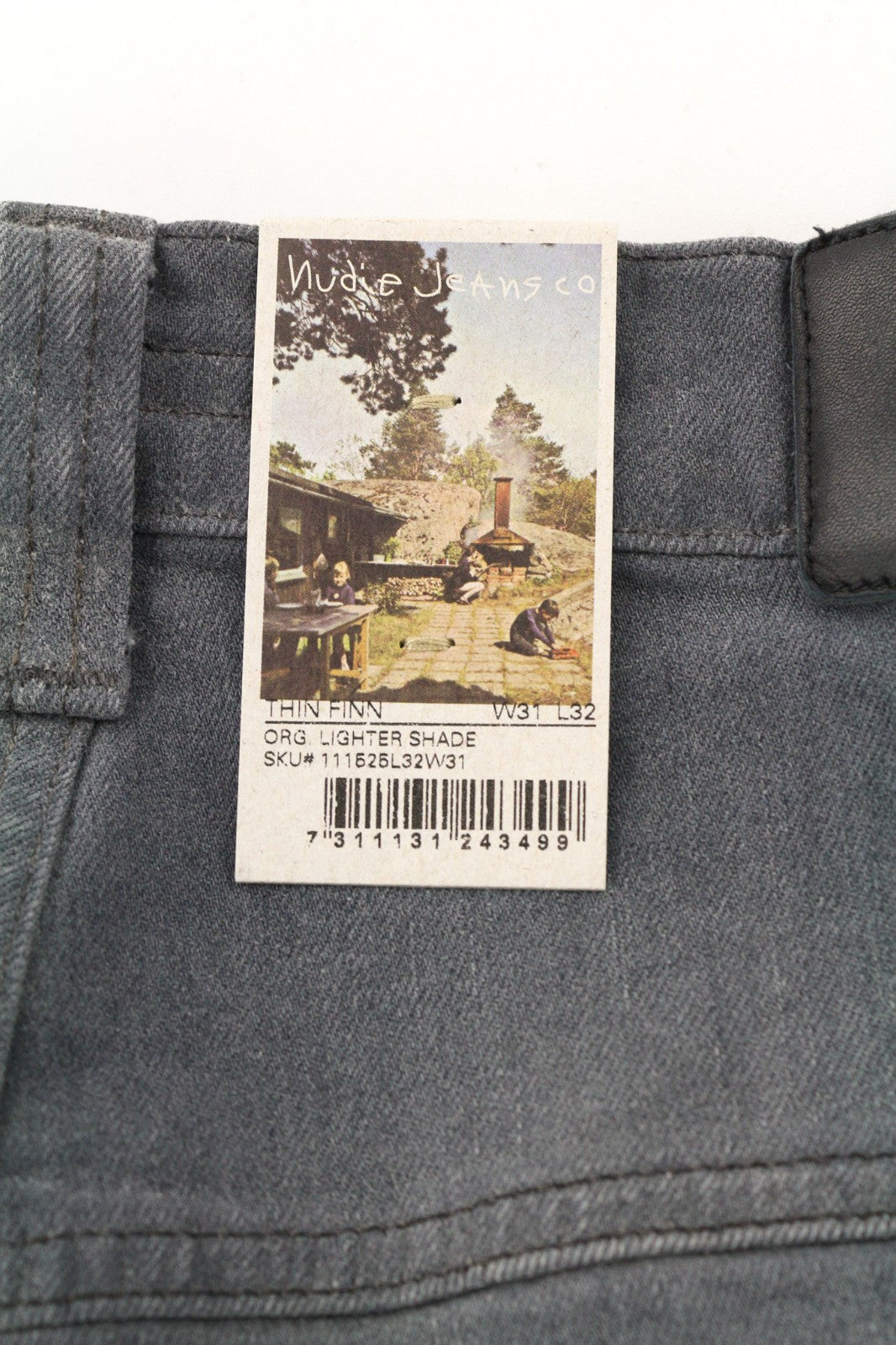 NUDIE JEANS ploni Finn vyriški džinsai W31/L32 Slim Faded Grey laisvalaikio tamprūs 