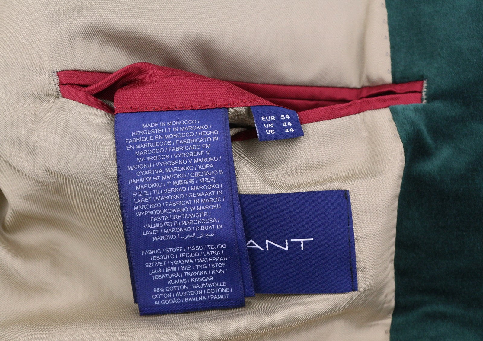 GANT Velvet Club vyriškas švarkas EU54 tartano spalvos žalias su įpjova atvartu, vienaeilis RRP499 