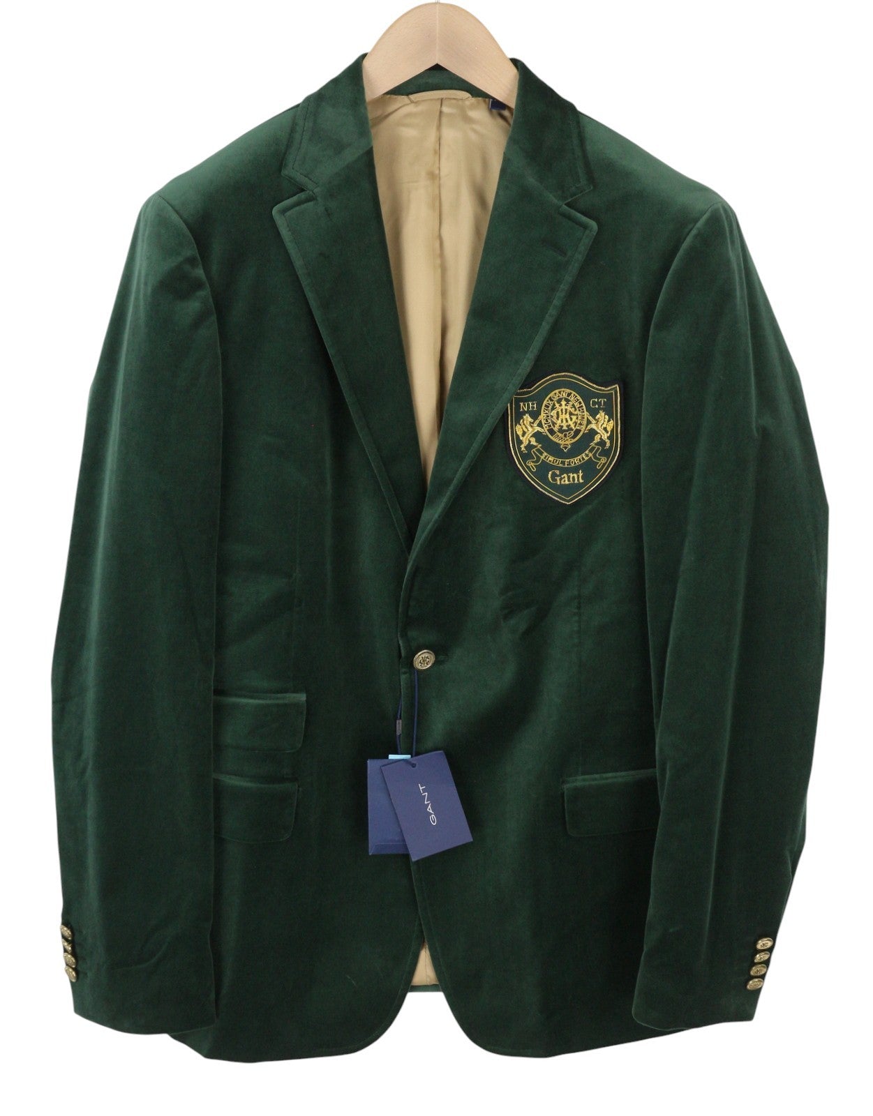 GANT Velvet Club vyriškas švarkas EU54 tartano spalvos žalias su įpjova atvartu, vienaeilis RRP499 