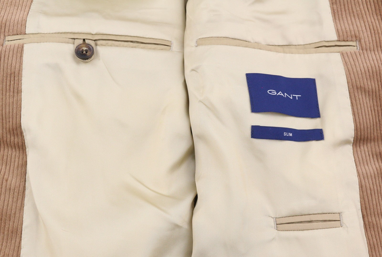 GANT virvelinis vyriškas švarkas EU52 roasted walnut Slim vienaeilis su įpjova atvarte pamušalu 