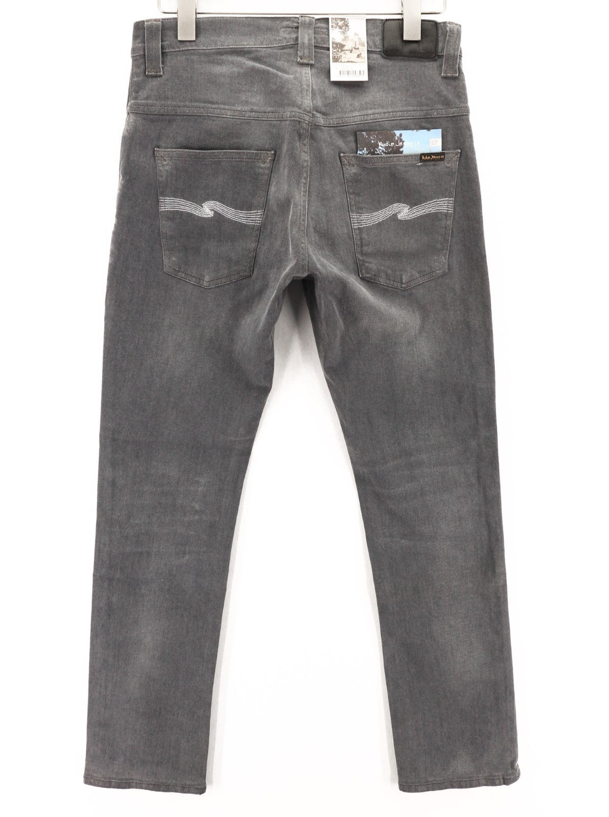 NUDIE JEANS ploni vyriški „Finn“ džinsai W32/L32 Slim pilki medvilniniai skalbinių elastanai 