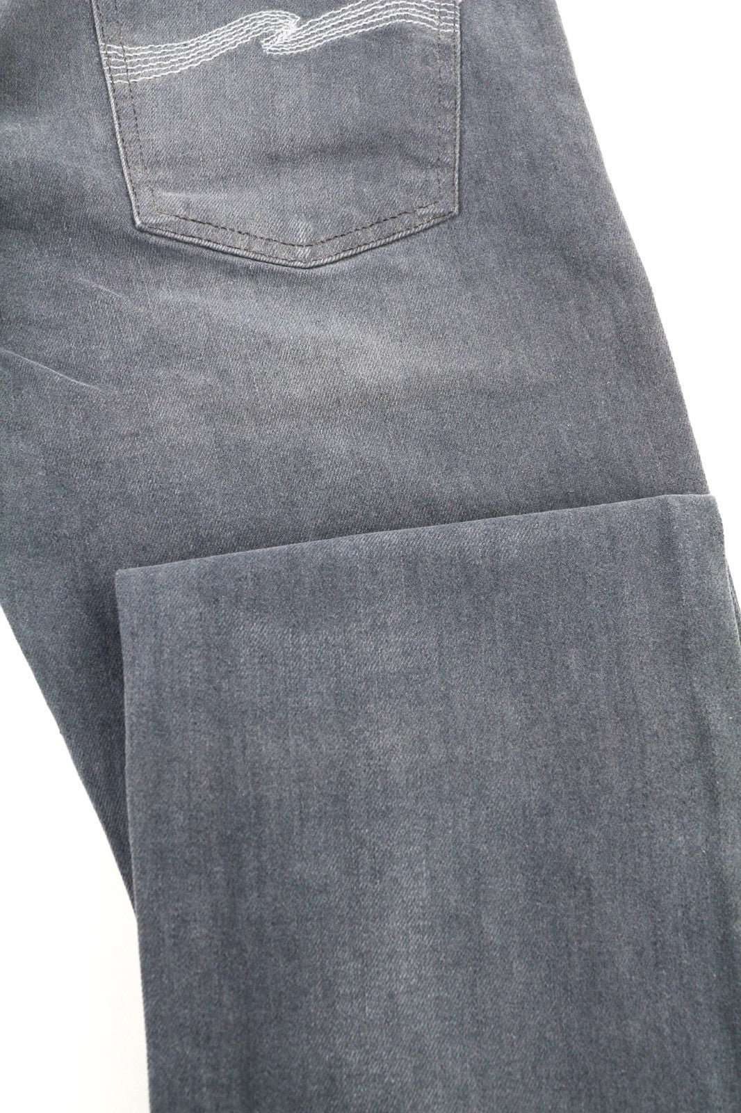 NUDIE JEANS ploni „Finn“ vyriški džinsai W32/L32 Slim skalbtos pilkos medvilnės mišinio audinys 