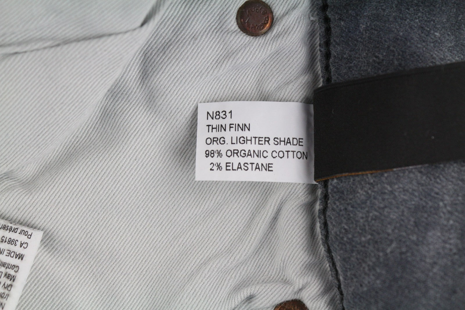 NUDIE JEANS ploni vyriški Finn džinsai W32/L32 Slim Fit pilki laisvalaikio mišinio audinio 