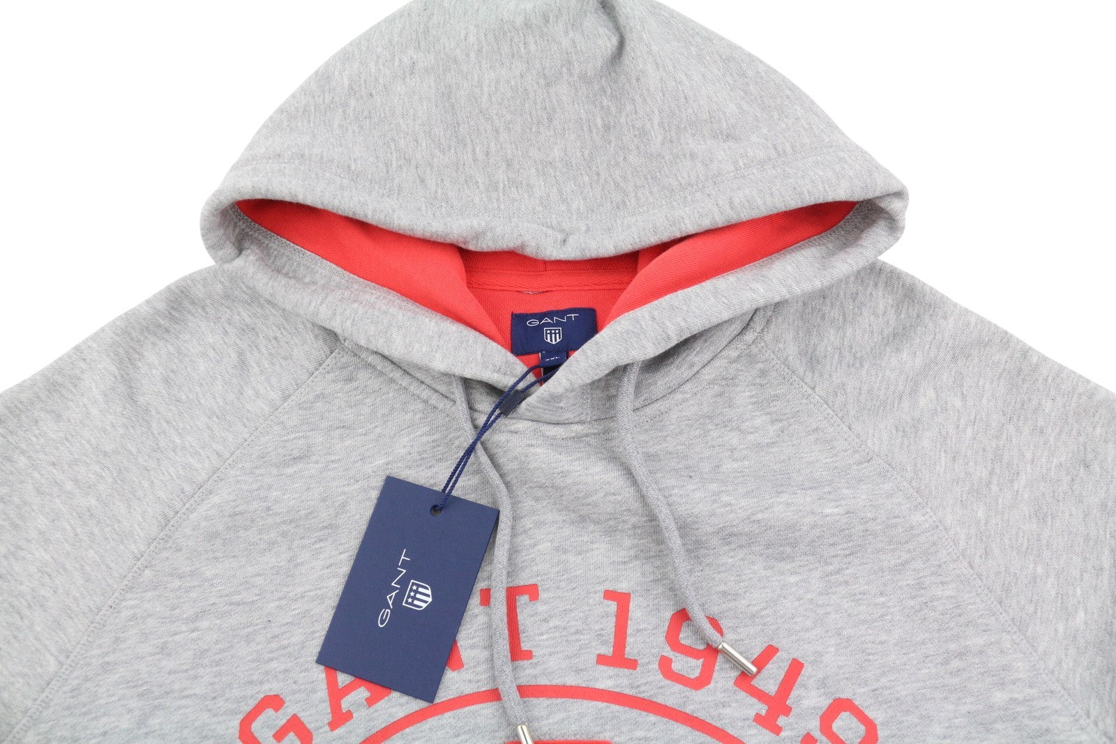 GANT Graphic Sweat Men Hoodie 2XL Grey Melange Kangaroo Pocket Logo Pullover