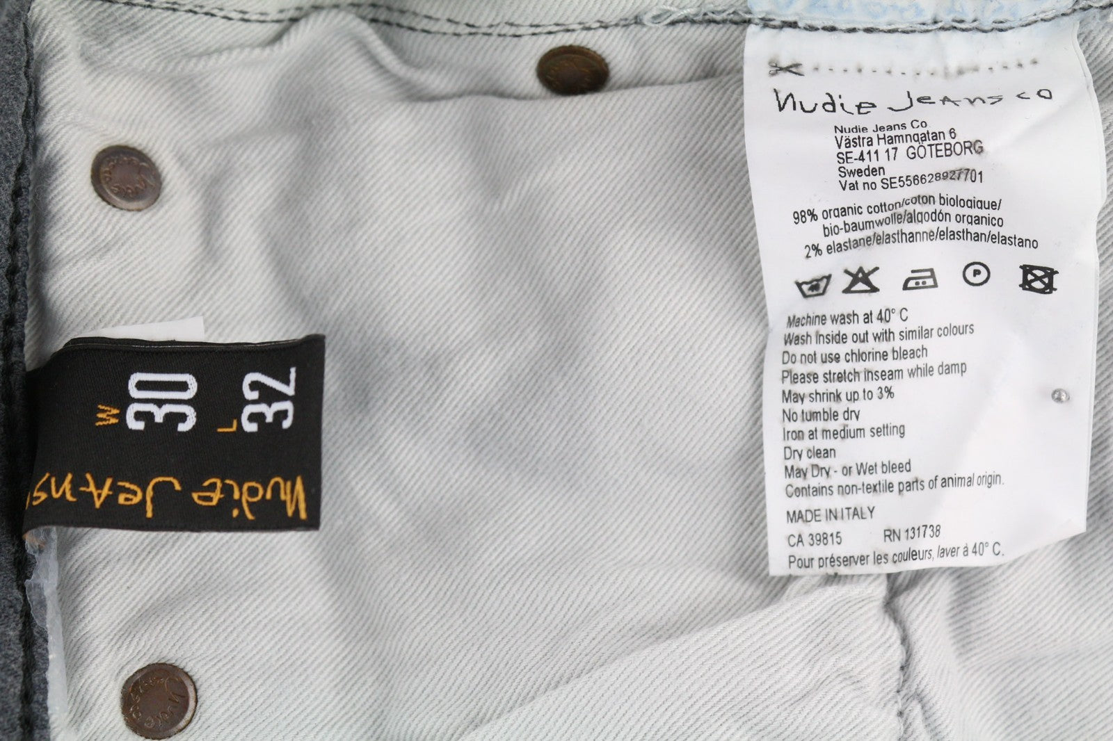 NUDIE JEANS ploni „Finn“ vyriški džinsai W30/L32 Slim Fit išblukintos pilkos medvilnės mišinio 