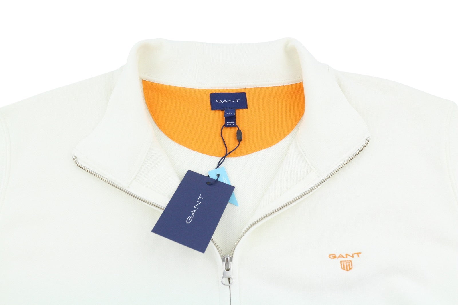 GANT Bru Original Full Zip Cardigan Men Sweatshirt 3XL Eggshell High Neck Light