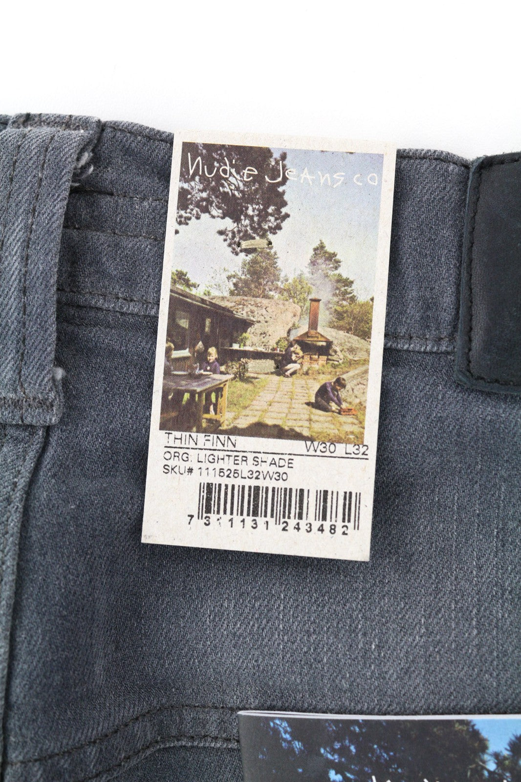 NUDIE JEANS ploni „Finn“ vyriški džinsai W30/L32 Slim Faded Grey Cotton wrapped 