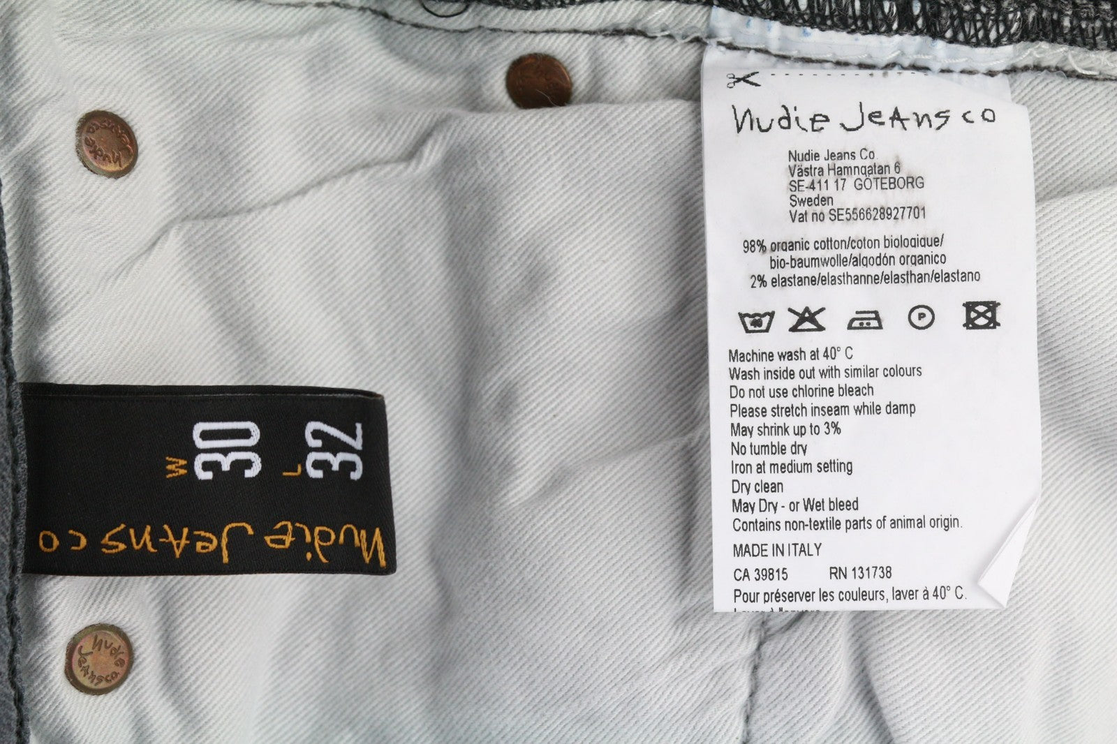 NUDIE JEANS ploni „Finn“ vyriški džinsai W30/L32 Slim Faded Grey Cotton wrapped 