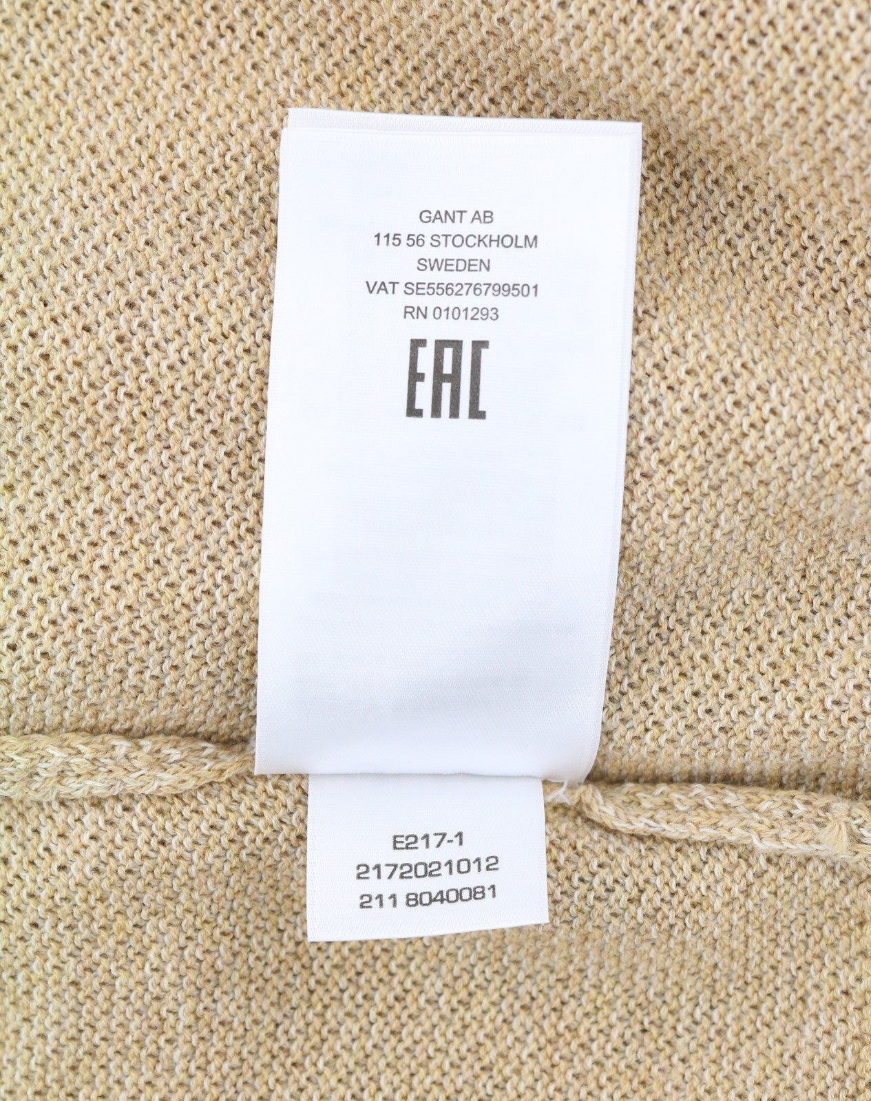 GANT Multi Texture Pique C-Neck Men Jumper L Khaki Melange Beige Knit Pullover