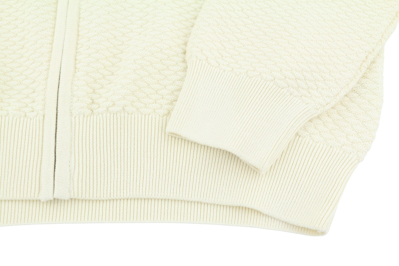 GANT Triangle Texture Full Zip Men Jumper XL Cream High Neck Knitted Stretch