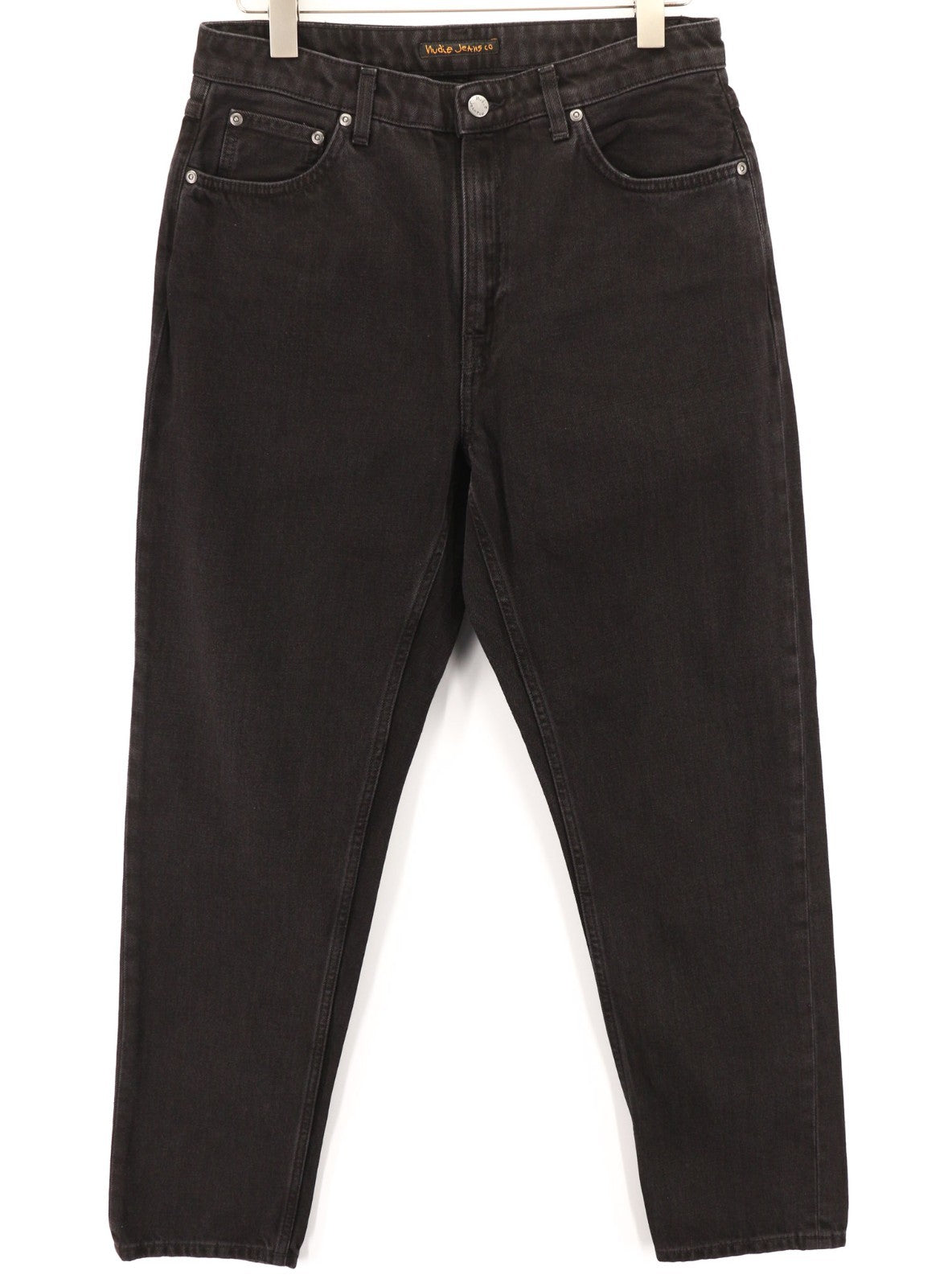 NUDIE JEANS Breezy Britt vyriški džinsai W32/L30 juodi skalbti medvilniniai džinsai su užtrauktuku 