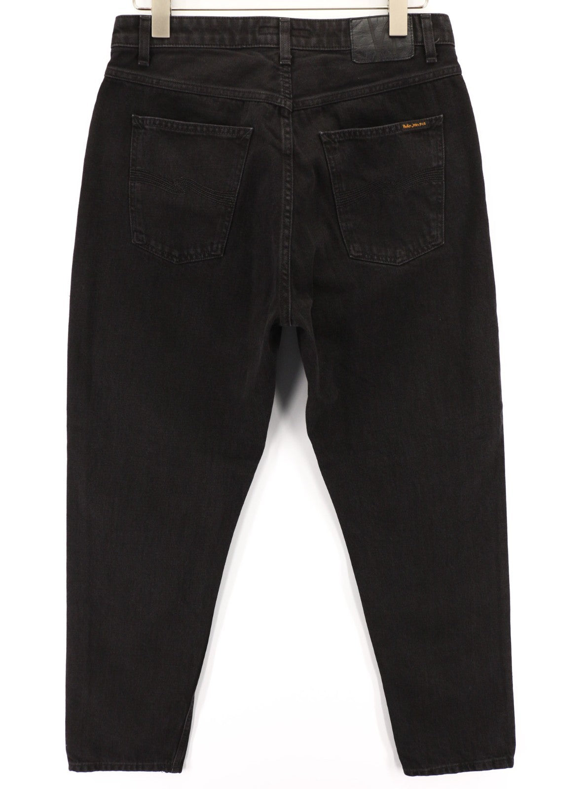 NUDIE JEANS Breezy Britt vyriški džinsai W32/L30 juodi skalbti medvilniniai džinsai su užtrauktuku 