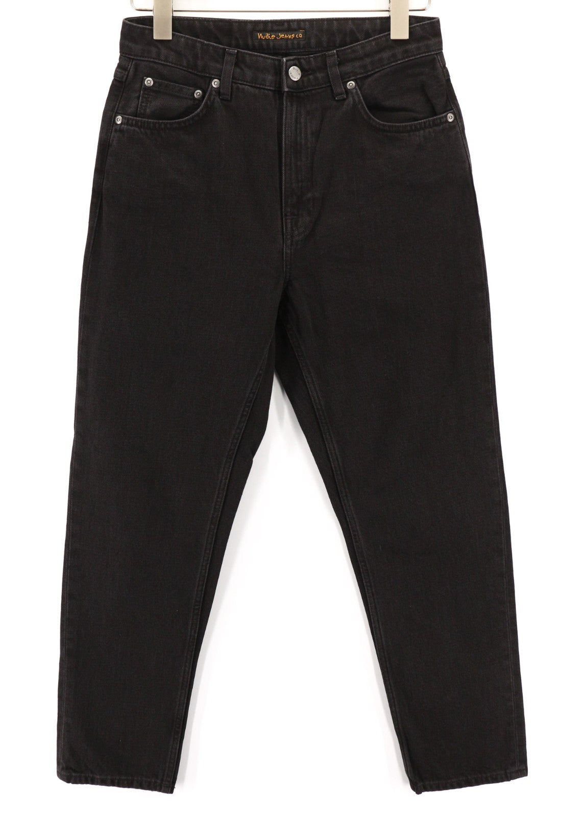 NUDIE JEANS Breezy Britt vyriški džinsai W29/L28 juodi su išblukusiu užtrauktuku ir logotipu 