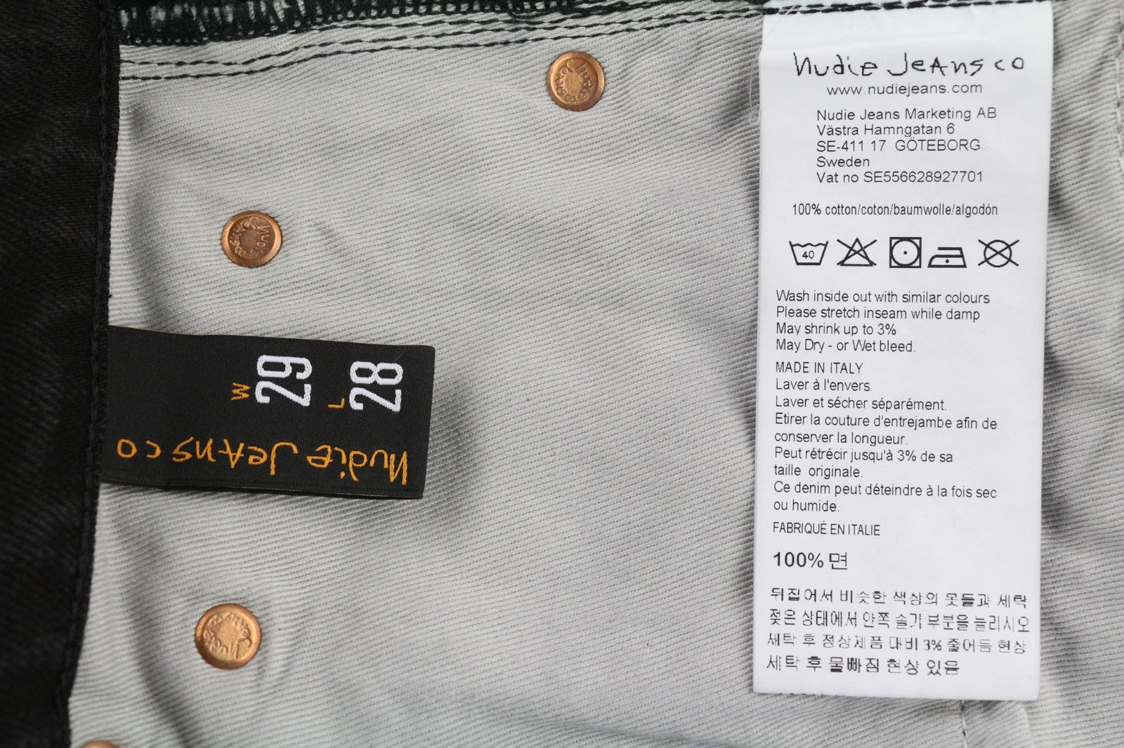 NUDIE JEANS Breezy Britt vyriški džinsai W29/L28 juodi su išblukusiu užtrauktuku ir logotipu 