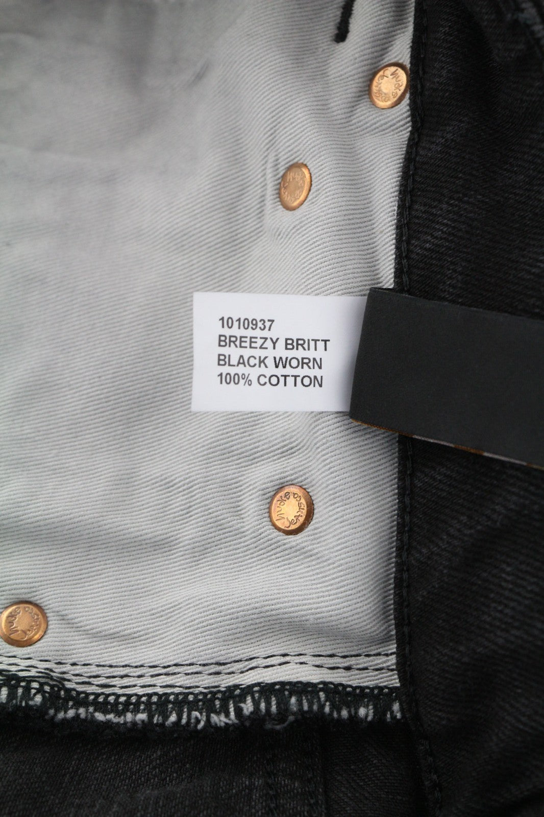 NUDIE JEANS Breezy Britt vyriški džinsai W29/L28 juodi su išblukusiu užtrauktuku ir logotipu 