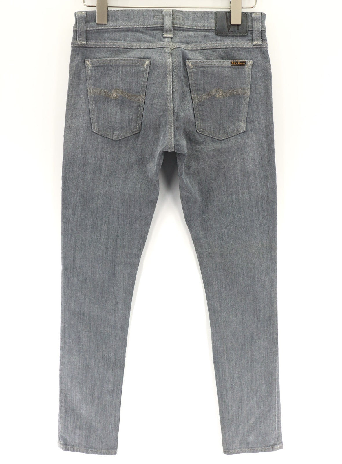 NUDIE JEANS vyriški aptempti ilgi džinsai W30/L32 tamsiai rudi, skalbti, ploni, organinio audinio 