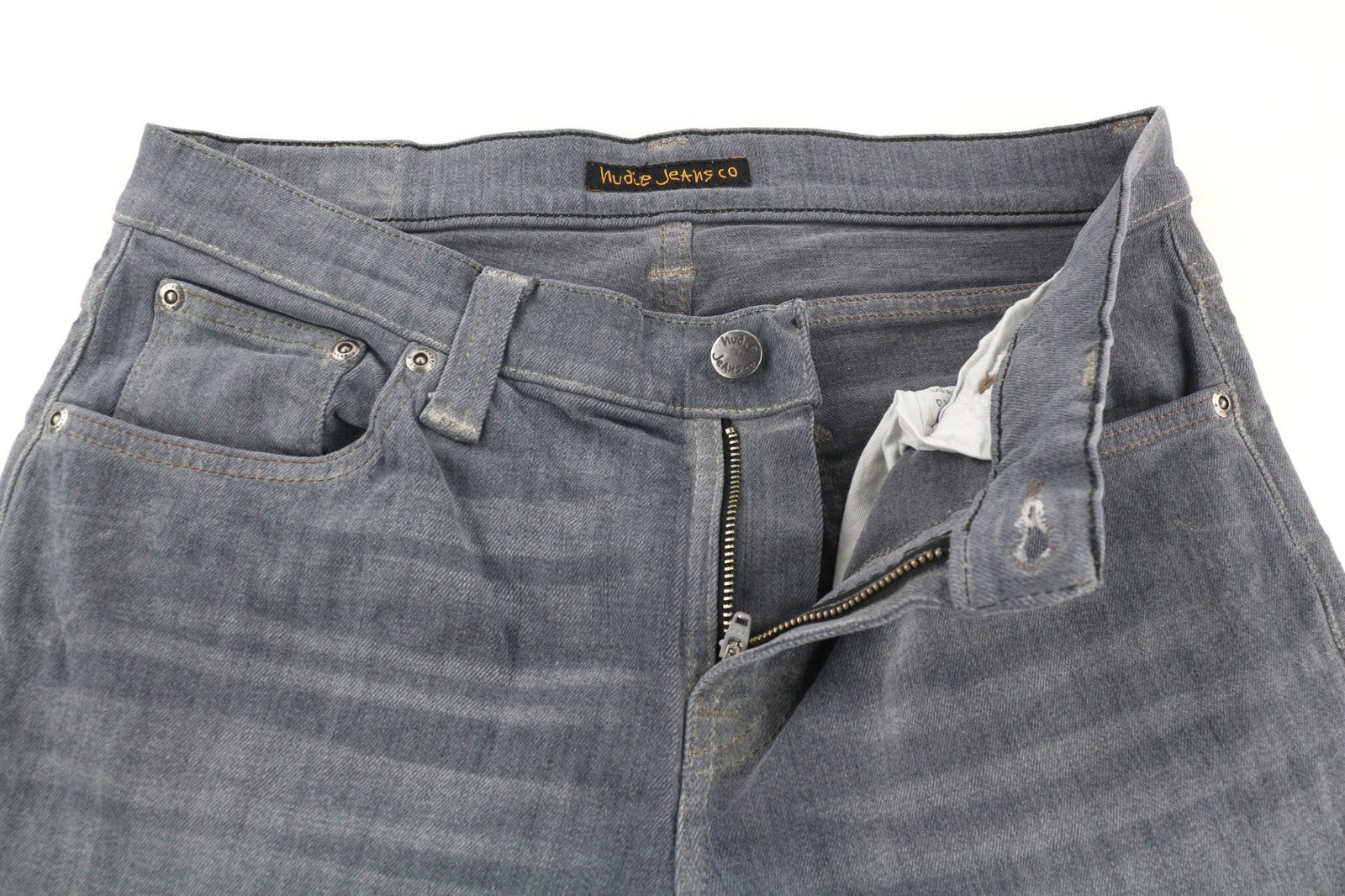 NUDIE JEANS vyriški aptempti ilgi džinsai W30/L32 tamsiai rudi, skalbti, ploni, organinio audinio 