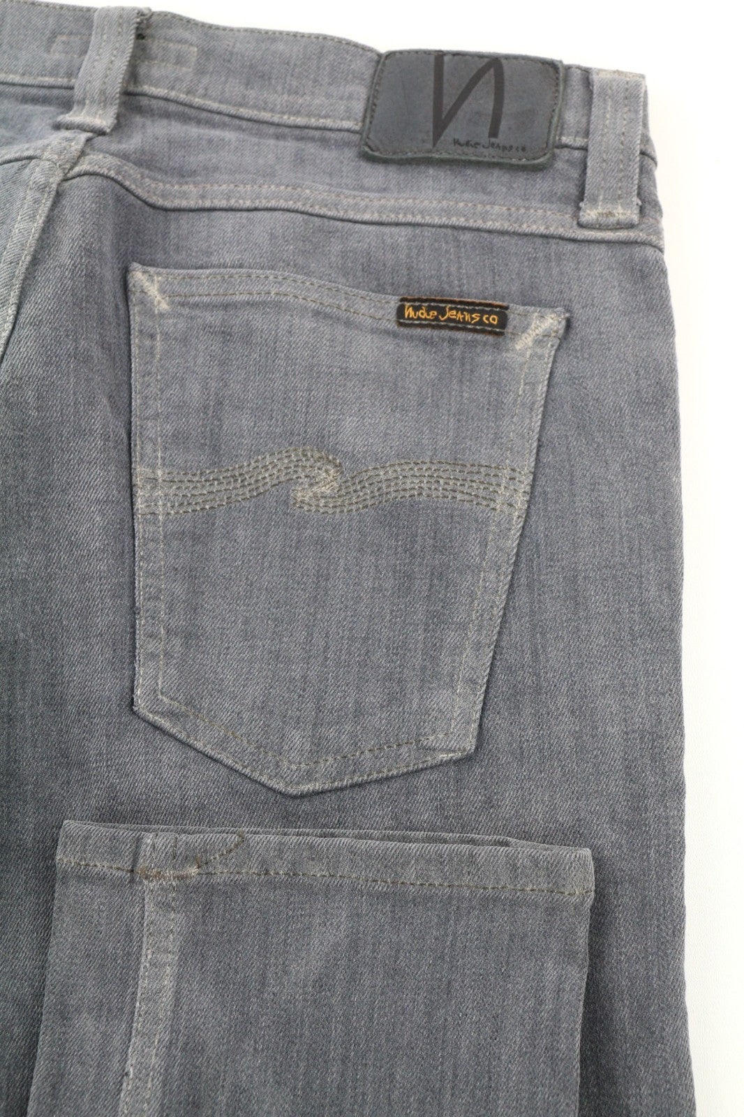 NUDIE JEANS vyriški aptempti ilgi džinsai W30/L32 tamsiai rudi, skalbti, ploni, organinio audinio 