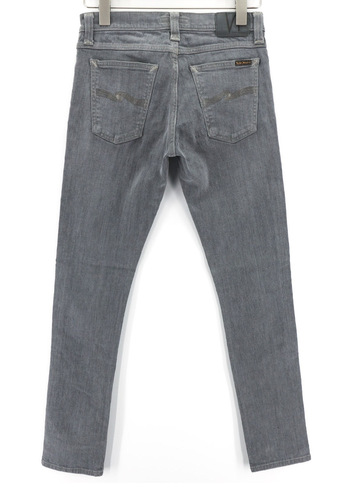 NUDIE JEANS vyriški aptempti ilgi džinsai W29/L32 tamsiai pilki, ploni, ekologiški 